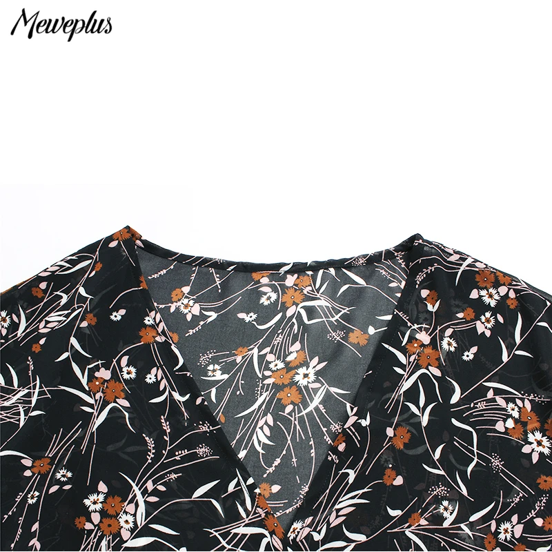 2018 New Spring Women Chiffon Shirts Plus Size Fashion Floral Print Sexy Tops Boho Style Tunic Transparent Blouse Beach Kaftan |