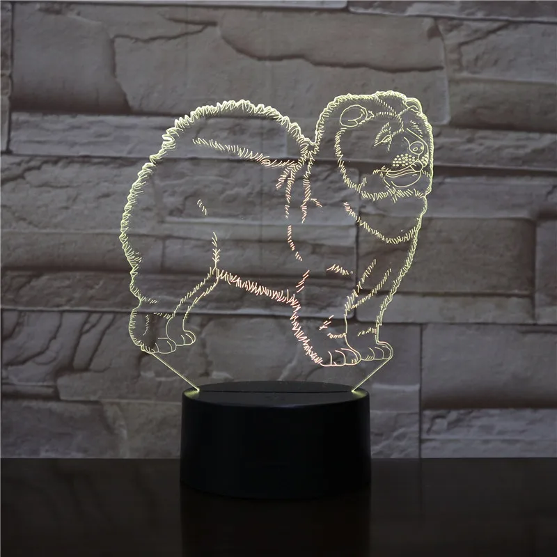 Животное Chow собака 3D лампа Иллюзия Ночник светильник светодиодный многоцветная
