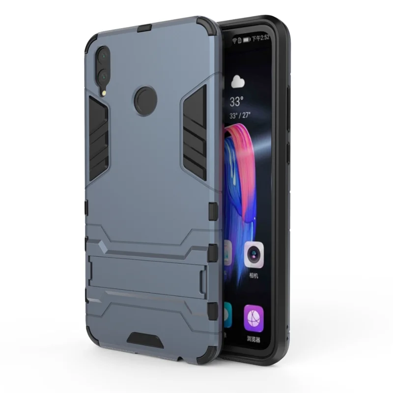 Чехол Coque для Honor 8X, чехлы для huawei Honor 8X, силиконовая твердая пластмассовая броня, оригинальная Роскошная Противоударная подставка - Цвет: Navy Blue