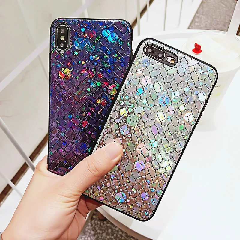 Модный ослепительный градиентный лазерный чехол в горошек для iPhone X XR XS Max мягкий