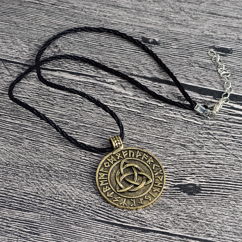 

QIHE JEWELRY Viking necklace Circle trinity pendant necklace Valknut necklace Viking norse rune jewelry Gift for men