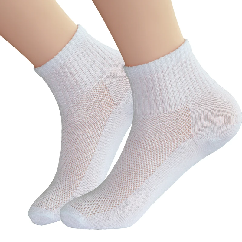 Белый 10pcs=5pair/lot Summer Autumn Style Men's Socks Mesh Breathable Business Cotton Male White Black Gray Fashion Casual Short Socks - Цвет: Белый