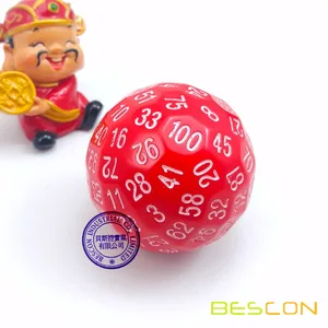 Многогранные кубики Bescon 100 стороны, D100 die, кубик 100 стороны, D100 Game Dice, 100-сторонний кубик красного цвета