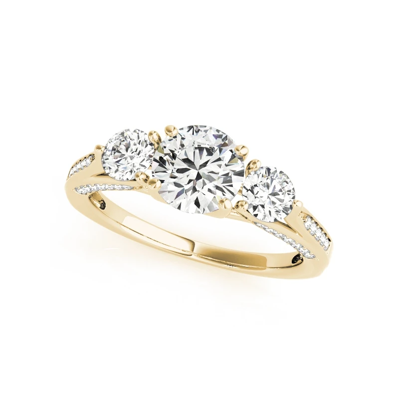 QYI 14K три обручальное кольцо с камнем наборы Твердые Желтые 14K золото круглой огранки 1ct SONA, имитация бриллиантов ювелирные изделия женщин обручальное кольцо