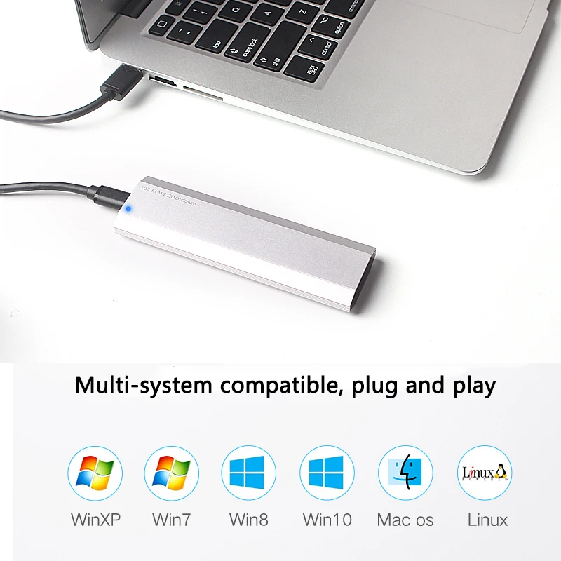 USB-C USB 3 1 0 type-C 10 Гбит/с к Nvme M-key M.2 NGFF PCI-E 2 полосы SSD корпус | Электроника