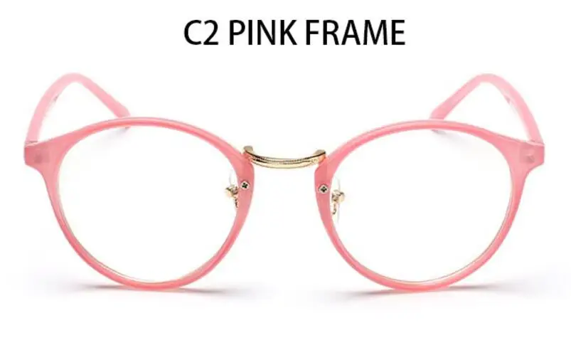 C2 pink Дешевые черные оправы для очков женские поддельные очки прозрачные круглые прозрачные корейские очки круг близорукость нерд очки - Цвет оправы: C2 pink