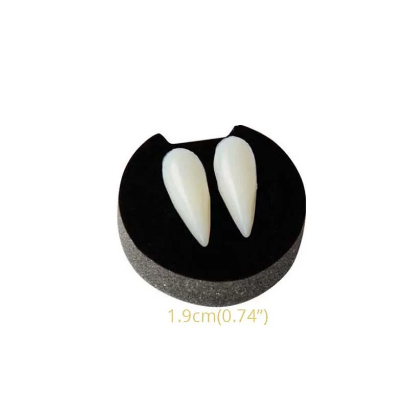1pair 1.9cm Украшение на Хэллоуин, Зубы вампира, протезы, реквизит, зомби-дьявол, клыки, зуб с зубной резинкой, костюм на Хэллоуин, реквизит, вечерние принадлежности - Цвет: 1pair 1.9cm