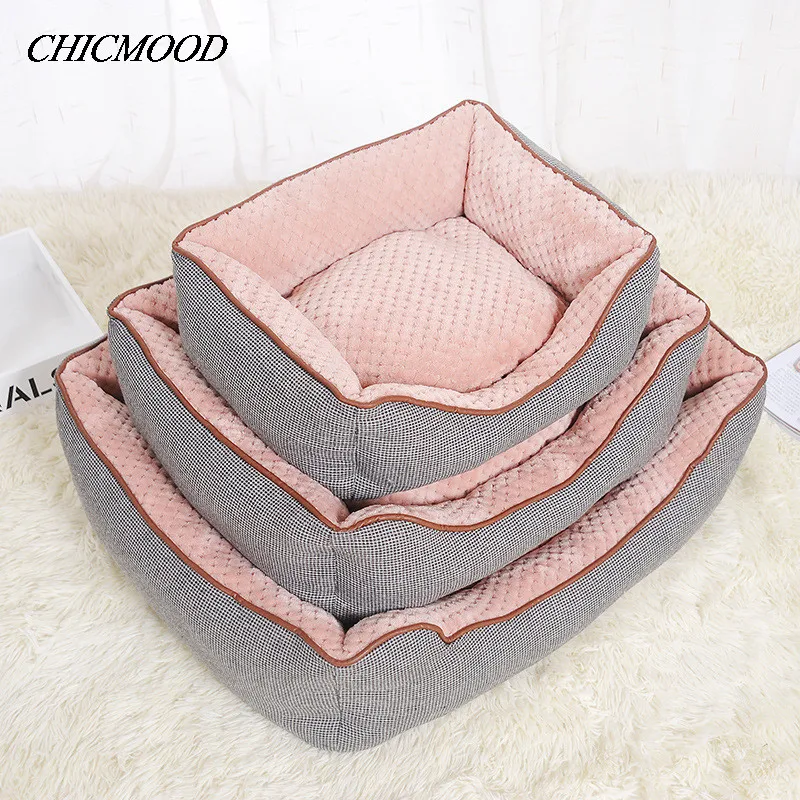 

Pet Supplies Factory Direct Square Teddy Puppy Cushion Nest Dog Kennel Soft Warm Cat Litter Bed House Mat Blanket
