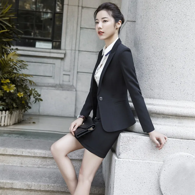 IZICFLY New Style Autumn Spring Business Ladies Uniform Pant Suits For Women Office Blazer Sets 2 Pieces With Trouser