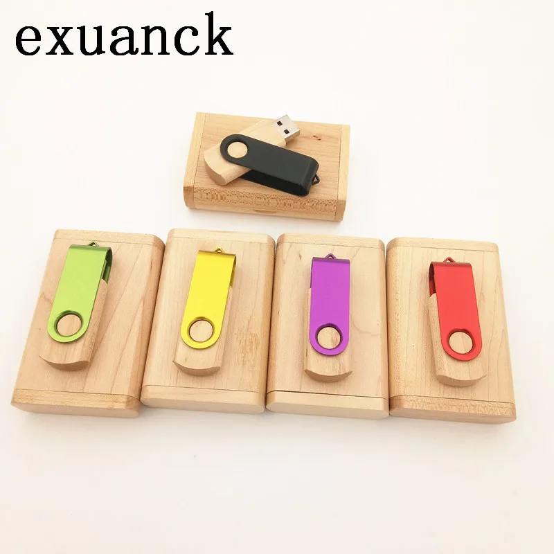 exuanck custom logo usb 2.0 sticks 10 pcs /lot metal clip+ wooden +box 4-32GB flasdh drive laser engrave photografia | Компьютеры и