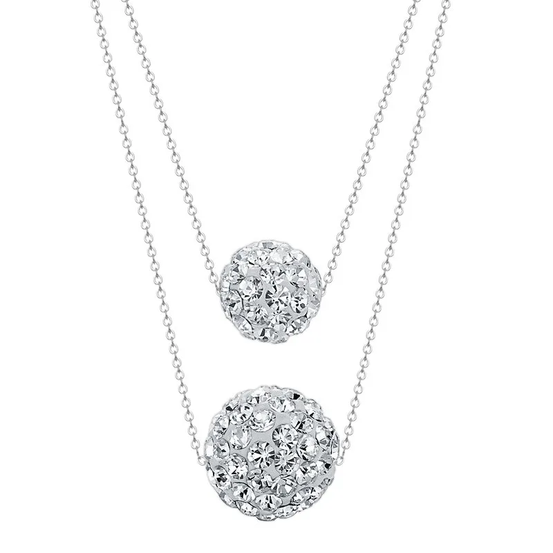 Серебряное ожерелье Lo Paulina Shambala S925 с двойным шариком подвеска Стразы для