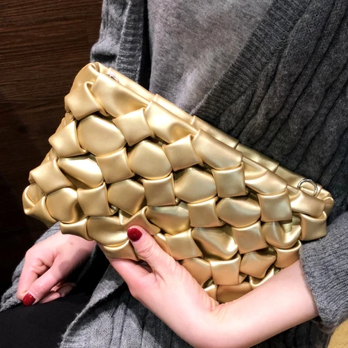 light gold Роскошные женские Вечерние Сумки из искусственной кожи, дизайнерские трехмерные ромбовидные цепочки, женская сумка через плечо, шикарные вечерние сумочки-клатчи - Цвет: light gold