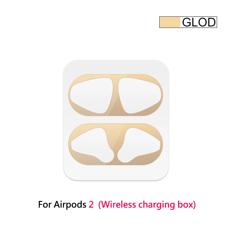Gold Металлическая Пылезащитная наклейка для Airpods 2 Защитная Наклейка с украшениями для Apple Airpods 2nd чехол для зарядки наушников Coque - Цвет: Gold