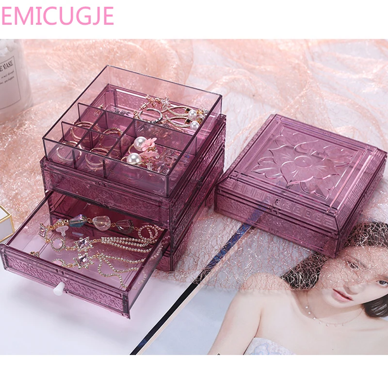 Drawer Makeup Organizer Ring Earring Container Casket Jewelry Display Desk Decor Clear Acrylic Storage Case Box | Дом и сад