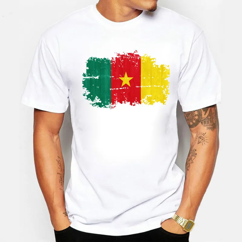 Новая футболка для мужчин с национальным флагом Камеруна футболки