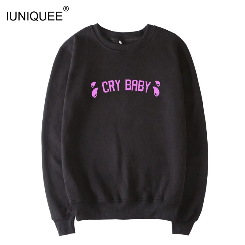 Женские повседневные толстовки с длинными рукавами пуловер надписью CRY BABY