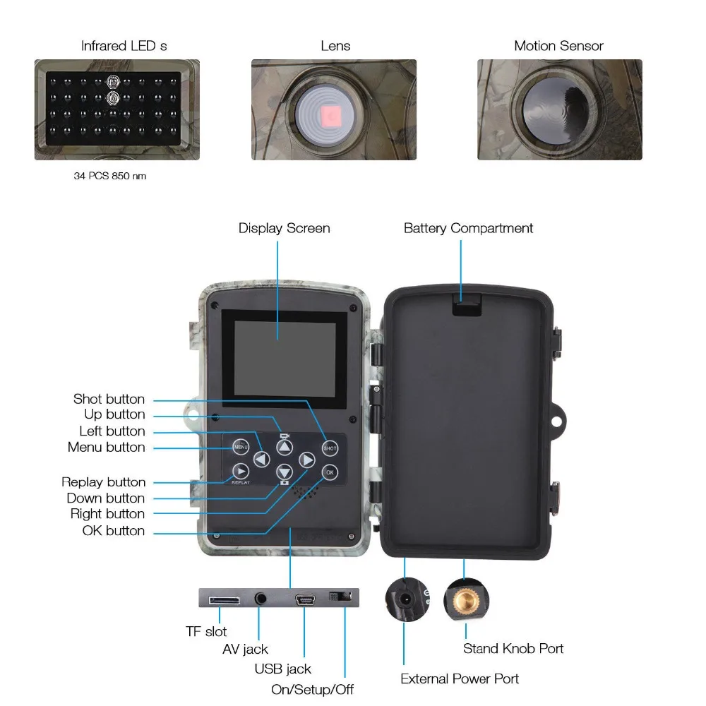 Trail Hunting Camera 12MP 1080P HD 5 Megapixel CMOS sensor Outdoor Waterproof | Электроника