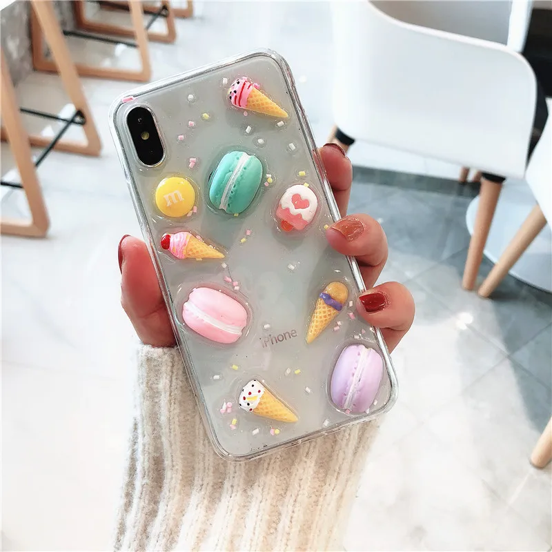 Милый 3D Блестящий силиконовый чехол для телефона с макаронами iPhone 7 задней панели