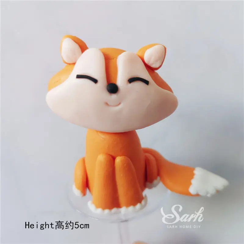 Sitting fox Жираф, лиса, Лев, милые украшения, обезьяна, топпер для торта на детский день, день рождения, вечеринку, свадебное украшение, прекрасные подарки - Цвет: Sitting fox