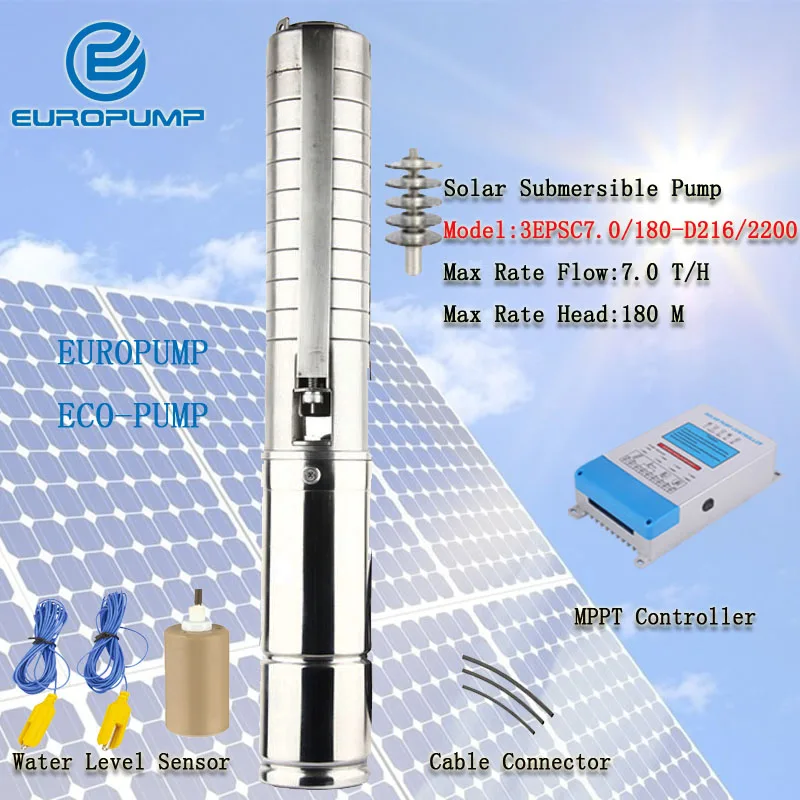 Модель EUROPUMP (3EPSC7.0/180 D216/2200) 3inc 3HP погружной насос с высоким расходом энергии на