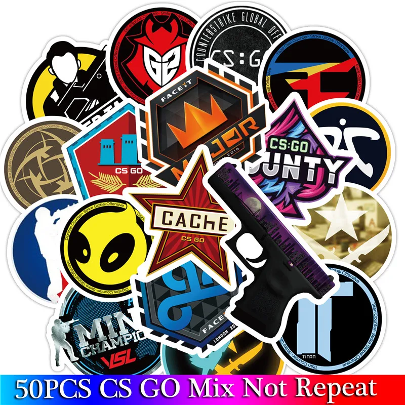 50 шт. в упаковке CS GO игровые наклейки Набор наклеек для детский Багаж скейтборд