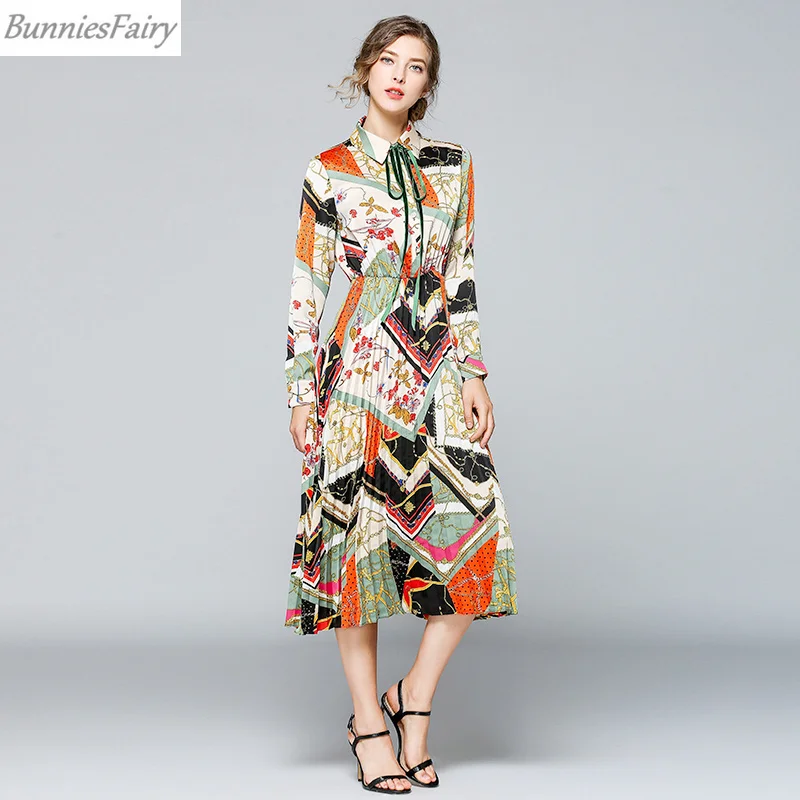 BunniesFairy 2019 дизайнерское Элегантное летнее женское платье с длинным рукавом в