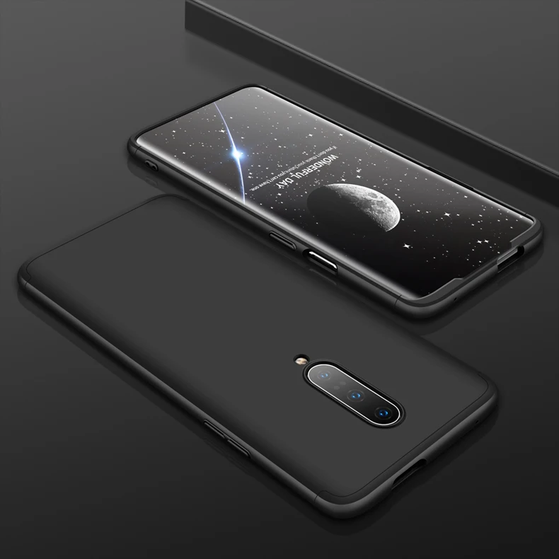 GKK, чехол для Oneplus 7 7t pro, чехол 360, полная защита, ударопрочный, матовый, Жесткий ПК, 3 в 1, для Oneplus 7 7t pro, чехол - Цвет: Black