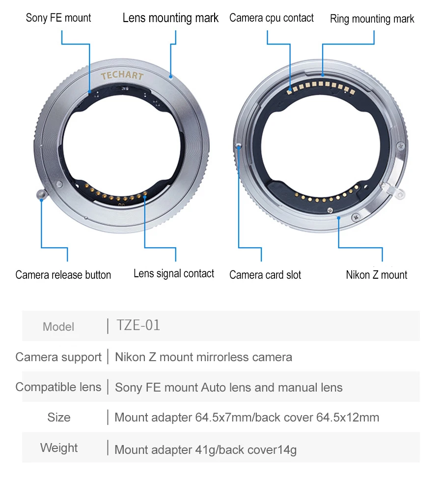 Адаптер для объектива с автоматической фокусировкой крепления Sony FE фотоаппарата