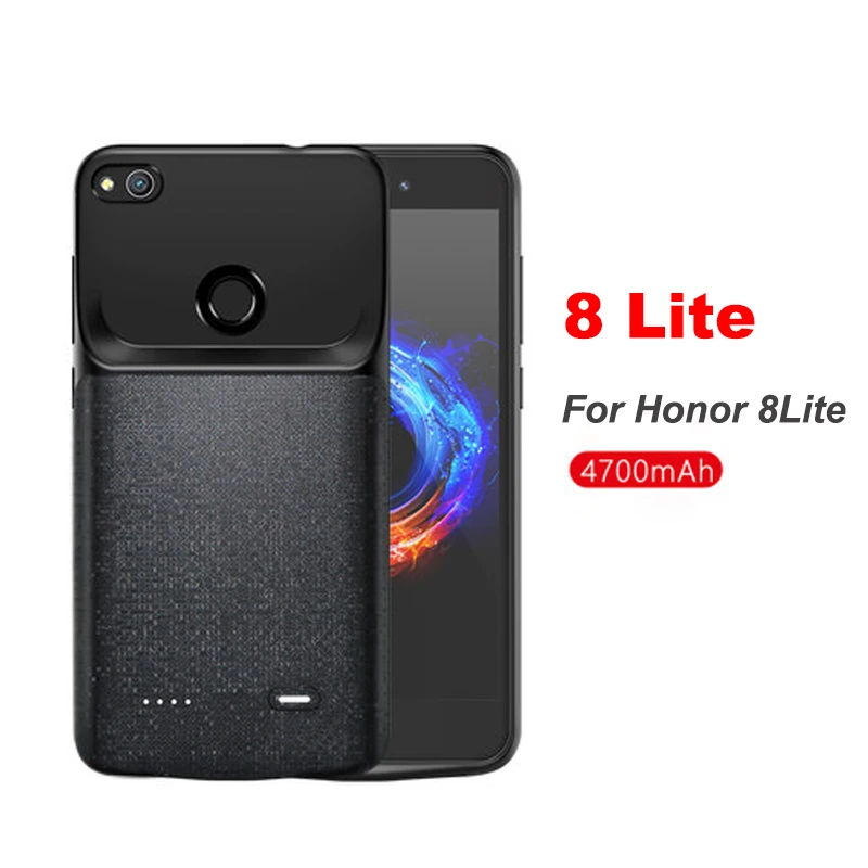 Чехол с аккумулятором 4700 мАч для honor 8 Lite/9 Lite, сменный внешний аккумулятор, зарядное устройство, чехол для телефона из ТПУ, чехол для huawei honor 8 lite - Цвет: for 8lite Black