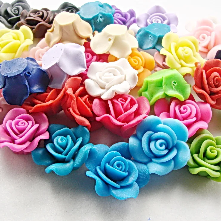 10 шт./лот 25*9 мм Kawaii полимерная глина цветок массивная Смола Flatback Бусы DiyHair