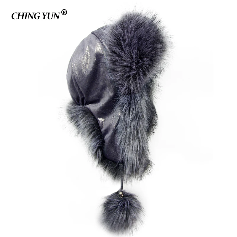CHING YUN, новинка, женская зимняя шапка-бомбер, теплая шапка, женская теплая шапка, модные красные шикарные шапки, Женские аксессуары из искусственного меха лисы