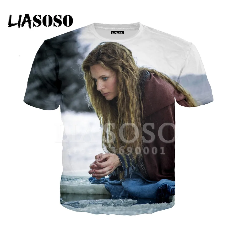 Женская и мужская футболка LIASOSO с 3D принтом Рагнар из викингов Lothbrok Lagertha летняя в