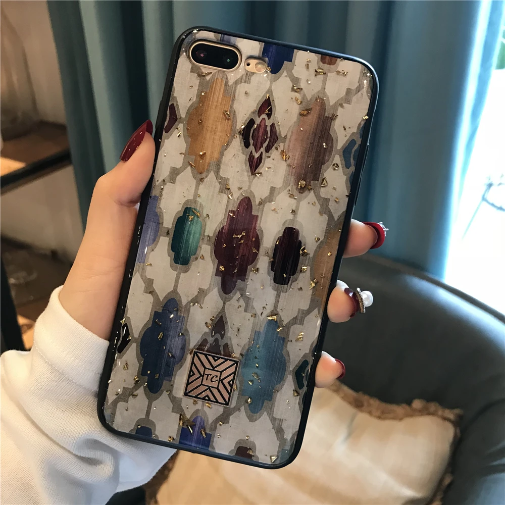 Блестящие телефонные чехлы с золотой фольгой для iPhone 12 11 Pro Max Mini XS XR X 8 7 6 6s Plus SE 2020