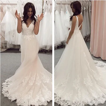 Robe De Mariage свадебные платья без рукавов с открытой спиной и аппликацией А силуэта