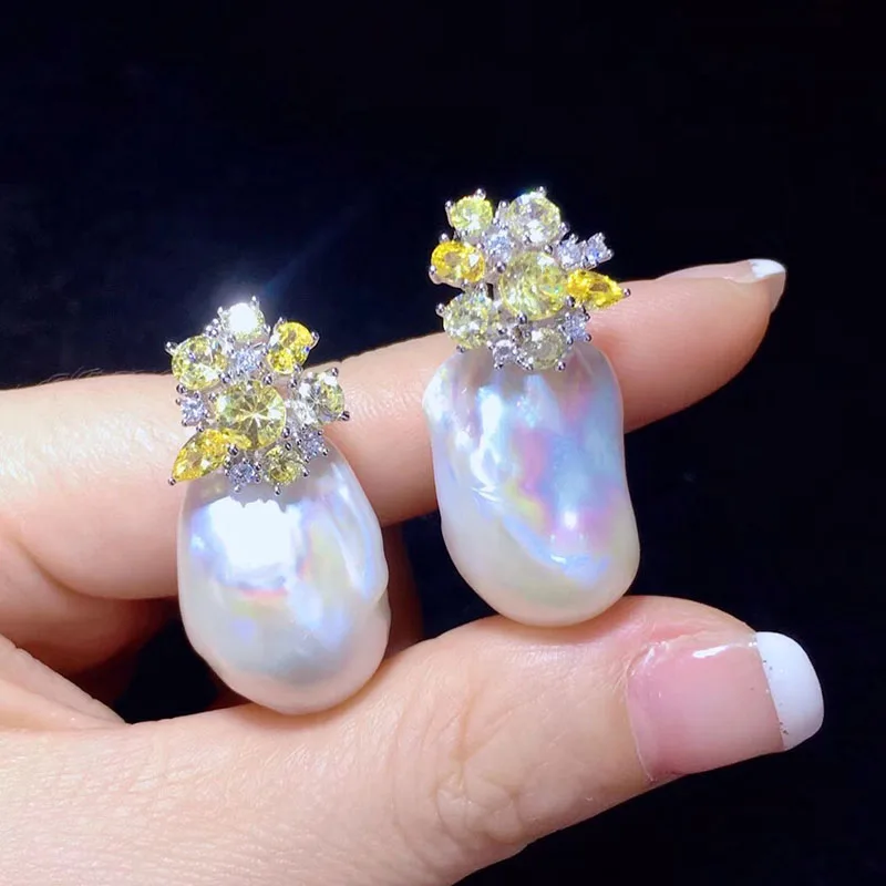 Уникальные новые жемчужные серьги-гвоздики в стиле барокко блестящие серьги Keshi