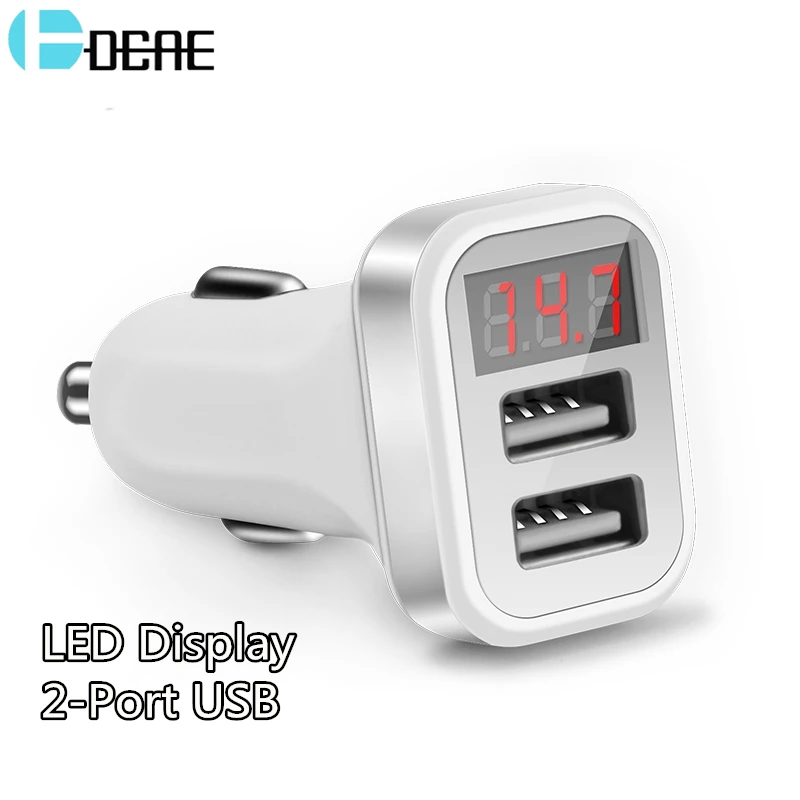 DCAE двойной Переходник USB для зарядки в машине со светодиодным дисплеем