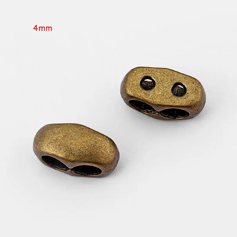 4mm bronze 10 шт. старинное серебро/бронза/Медь двойное отверстие слайдер распорка для 4/5 мм круглого кожаного ремешка, браслета с Цепочки и ожерелья ювелирные изделия аксессуары - Цвет: 4mm bronze