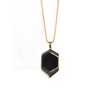 geometric shape natural stone black pink purple quartz gem pendant necklace crystal for women