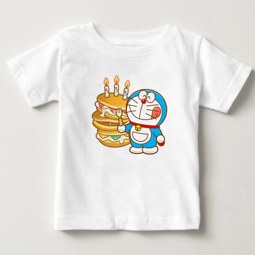 Doraemon/детская футболка унисекс детская футболка с короткими рукавами футболки с милым котом для мальчиков и девочек детская летняя одежда Мультяшные футболки