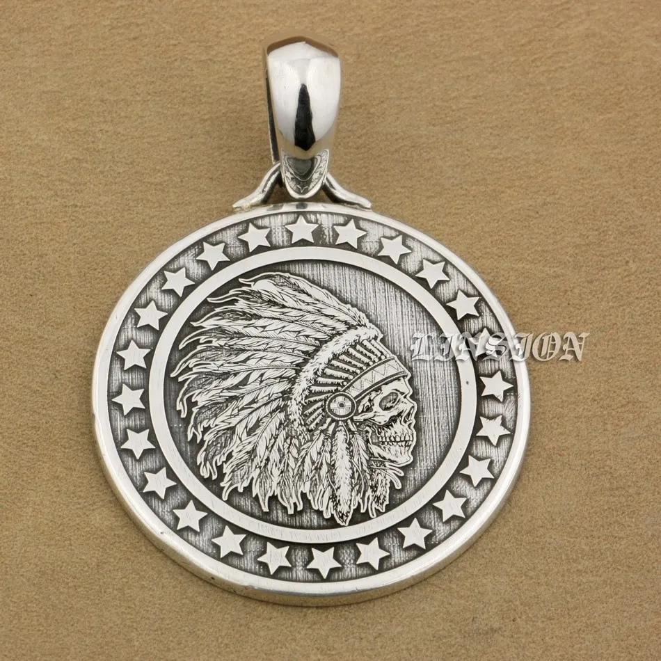 LINSION яркие детали искусственное серебро 999 пробы индийский платок Череп звезды