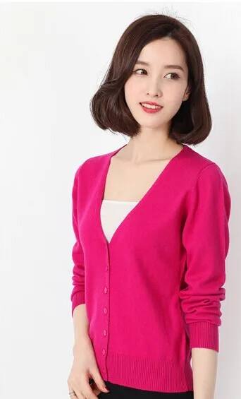 Новинка кашемировый кардиган низкая свитер с треугольным вырезом оказать большой ярдов дикий свитер Пальто Han Edition - Цвет: Rose Red
