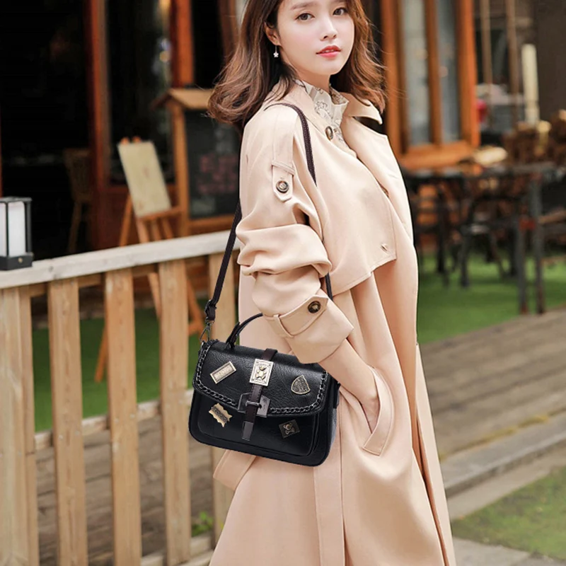 Alandtus металлическая сумка со значком украшение цепи сумки через плечо женская