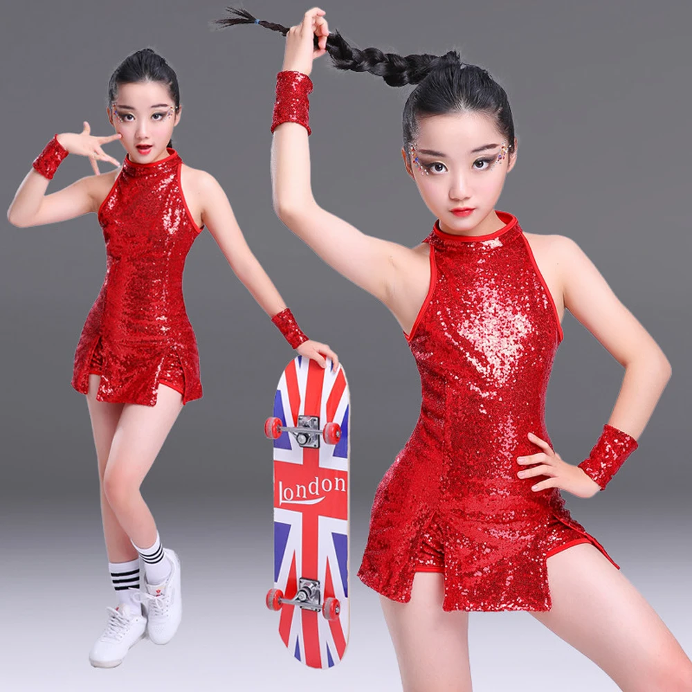 Танцевальная одежда для девочек с блестками в стиле джаз хип хоп|dance wear|ballroom dance