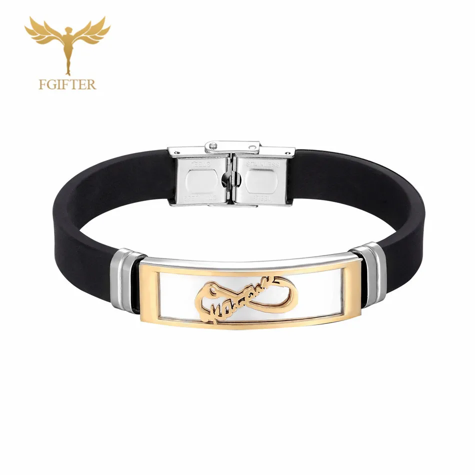 silicone bracelet Браслеты для влюбленных Forever Infinity черного и золотого цвета, ювелирные изделия из нержавеющей стали для женщин и мужчин, черный силикон,, Летний подарок - Окраска металла: silicone bracelet