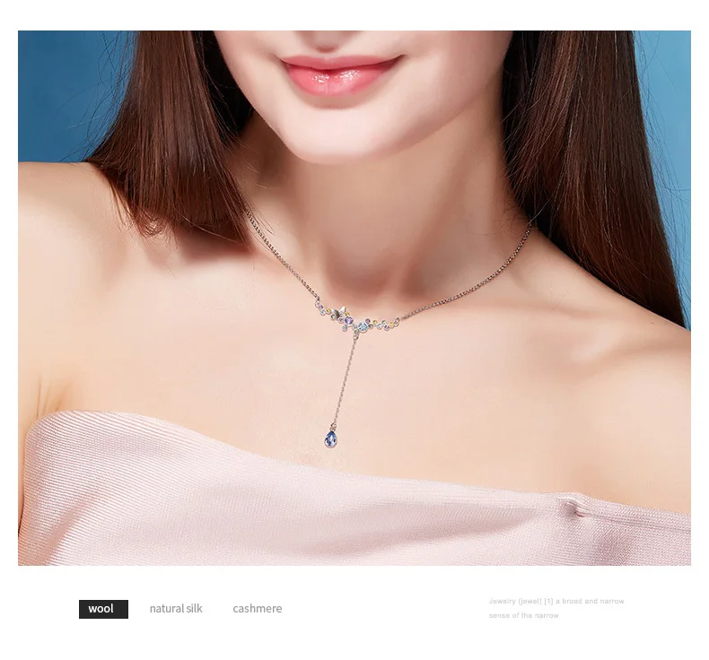 CDE 925 пробы ожерелье украшено кристаллами от Swarovski Геометрическая подвеска ожерелье для девочек цепочка на шею ожерелья