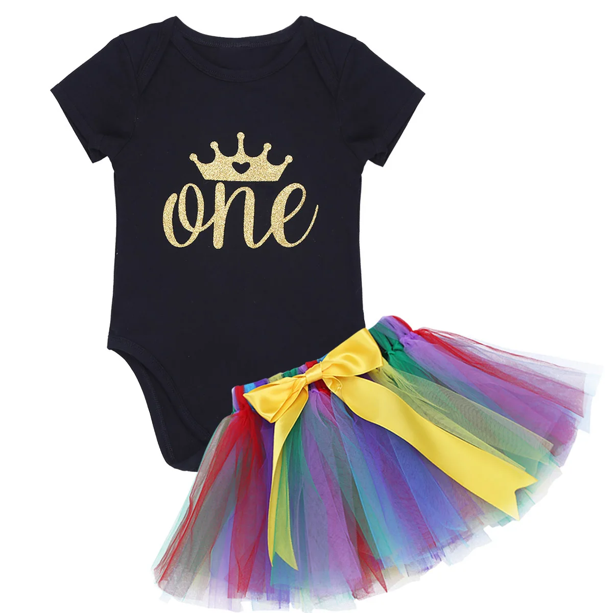 Для новорожденных Одежда для маленьких девочек с принтом Корона 1st на день