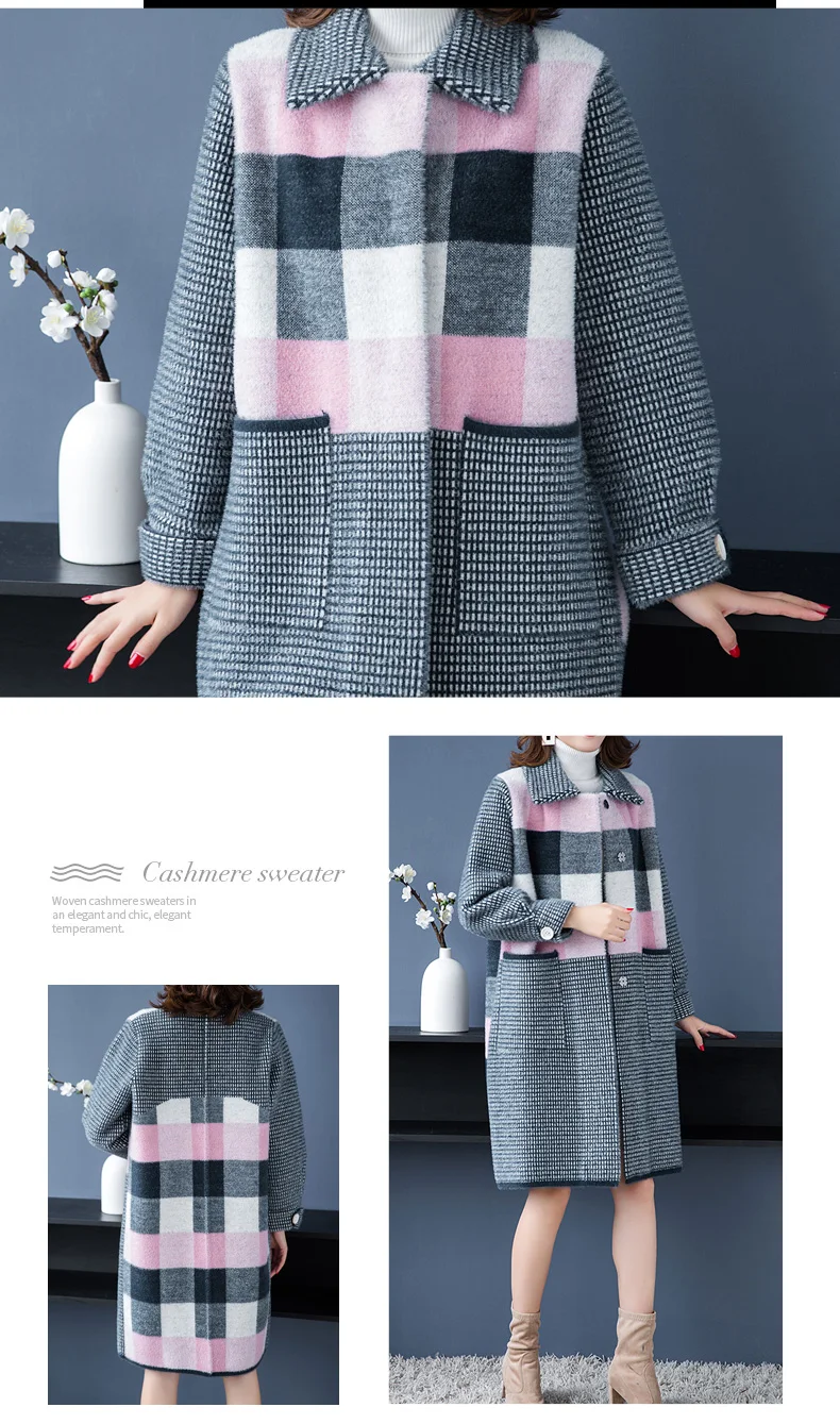 3XL, 2 цвета, Брендовое длинное пальто, Осень-зима, Женское пальто, новинка, повседневное, хит цвета, пальто с отворотом, утолщенное, теплое, свободное, шерстяное пальто для женщин