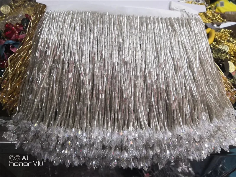 Colorful green Ribbon Beading Fringe Trimming Beaded Tassel Lace Latin Macrame 15cm for wedding bridal gown dress YG-04 | Дом и сад