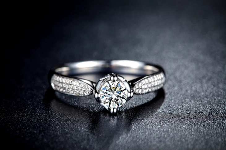 ZOCAI Aphrodite 0 50 CT CERTIFIED H/SI основной алмаз с 30 Ct сторона алмазное обручальное кольцо 18K