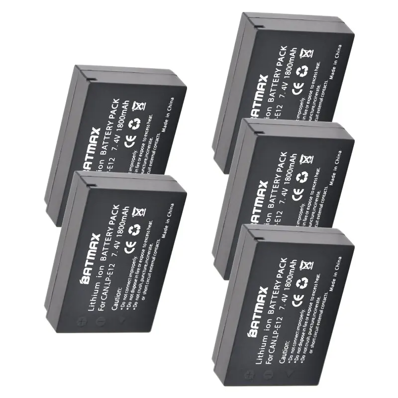 Bateria para Câmera Canon Kiss 5 Peças 1800mah Vara Sl1 M10 Dslr Eos 100d x7